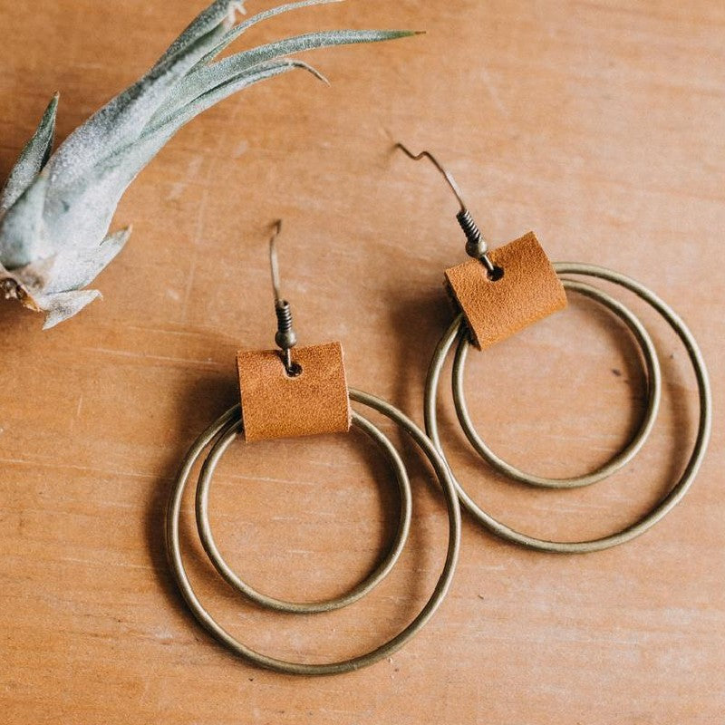 Vintage Cross Leather Earrings for Women - product image 1