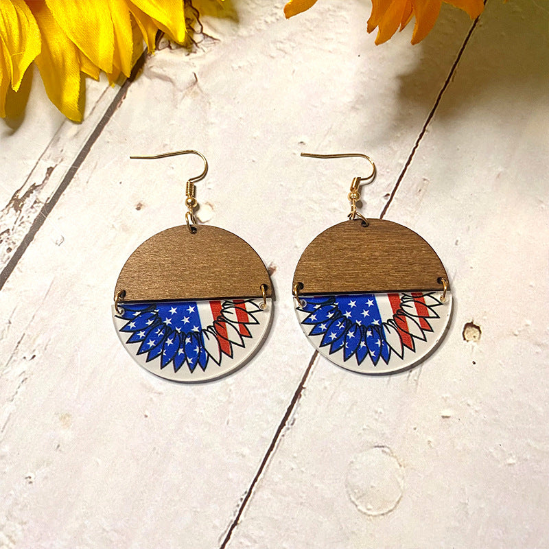 Cross Flag Wood Acrylic Earrings - product image 7