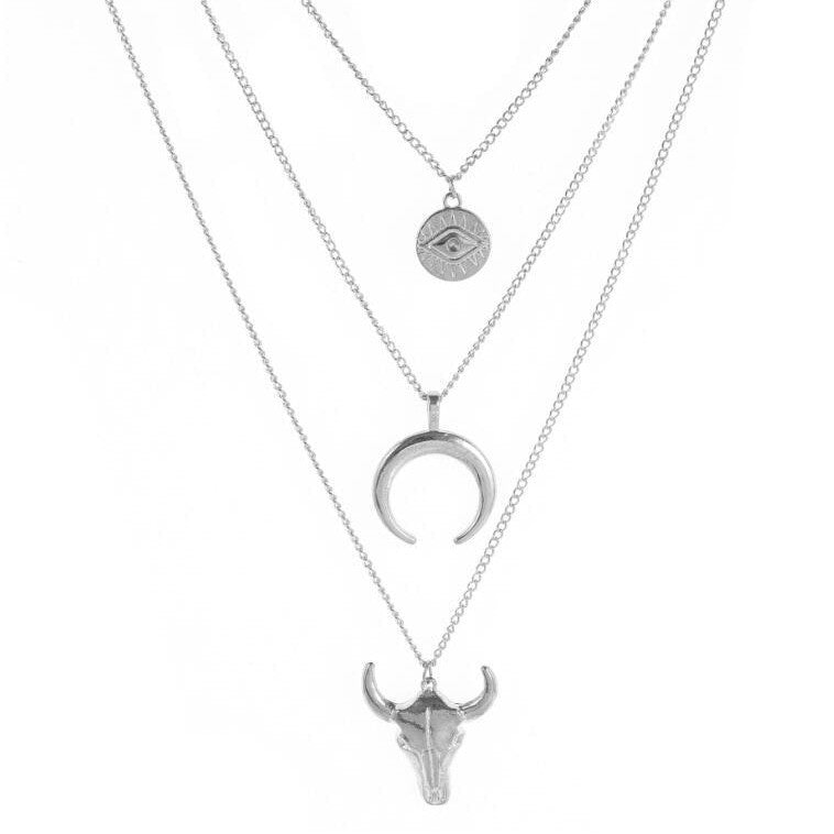 Geometric Cow Skull Cross Necklace - product image 4