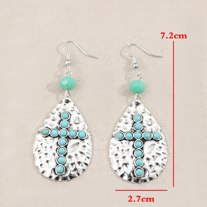 Turquoise Boho Cross Earrings - product image 7