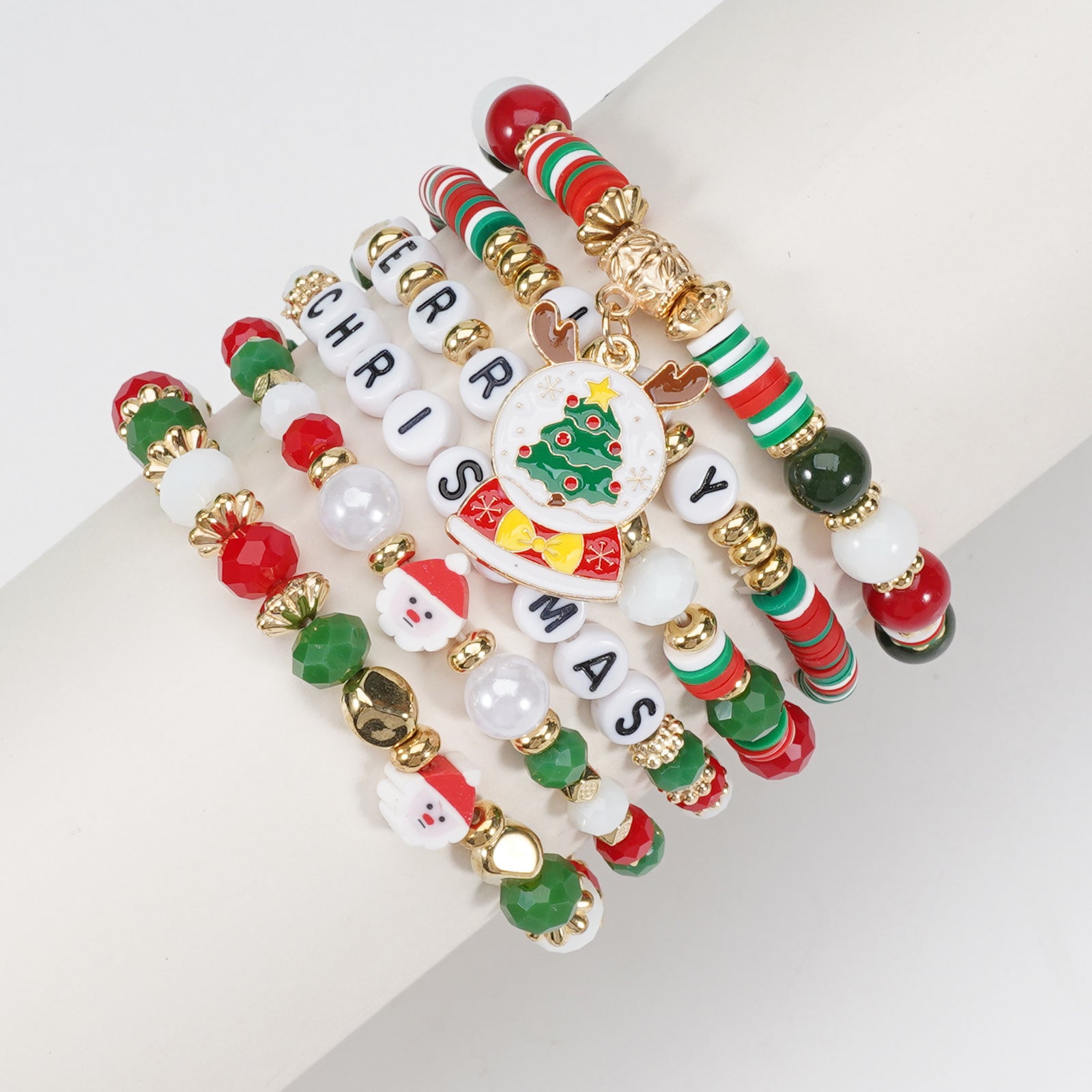 Christmas Bracelet Snowman Handmade Christmas Tree Santa Claus Reindeer