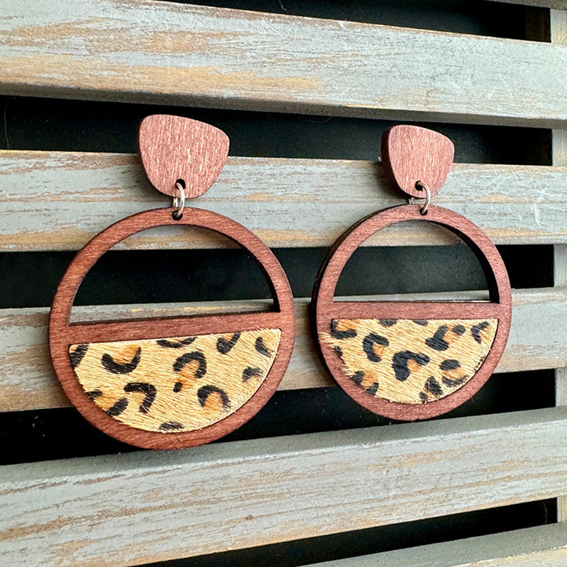 Western Statement Geometric Cross Leather Earrings - product image 9
