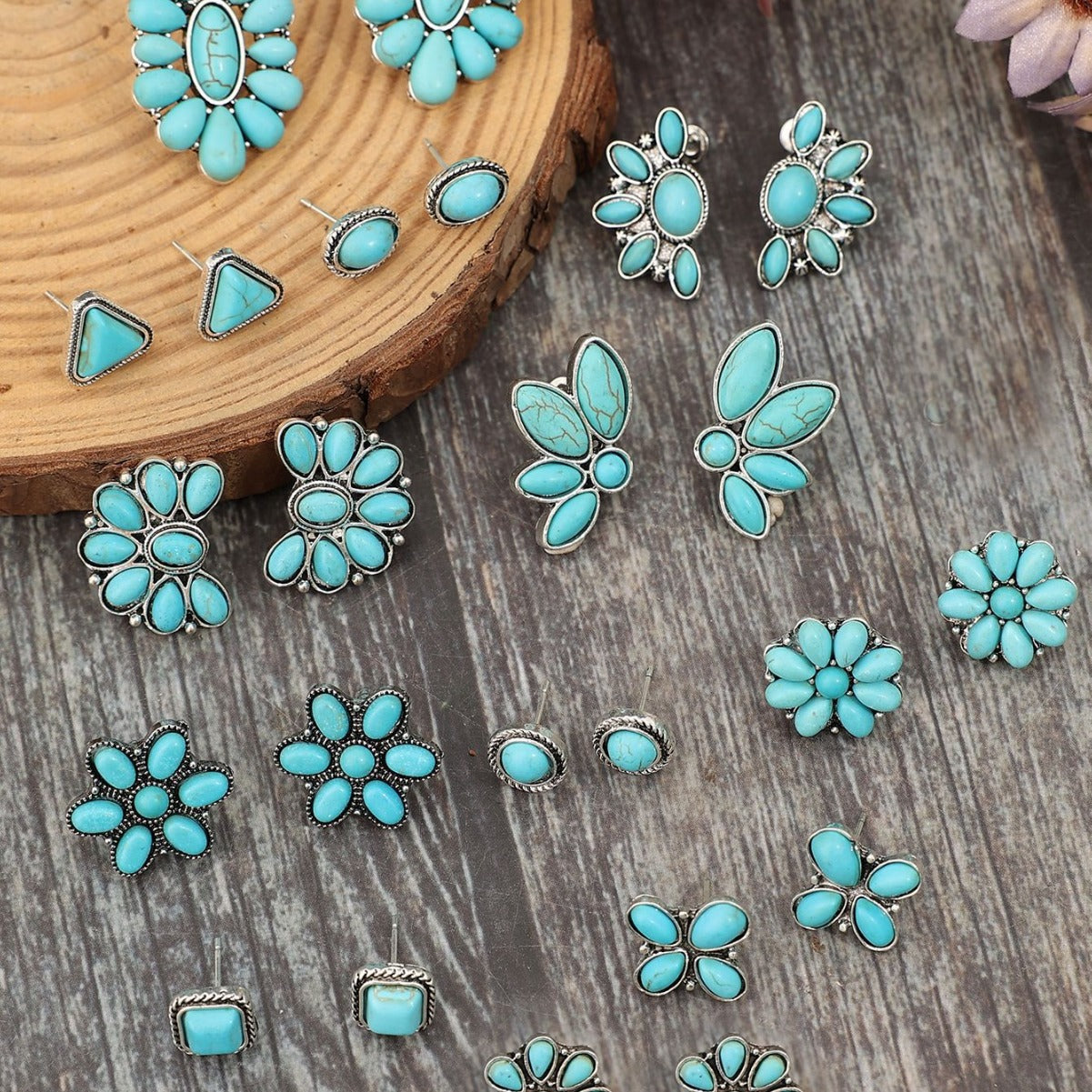 Turquoise Boho Vintage Geometric Earrings - product image 2