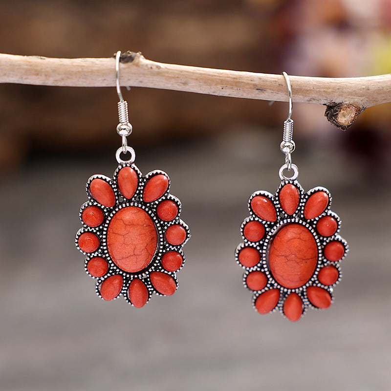 Western Turquoise Vintage Statement Cross Earrings - product image 1