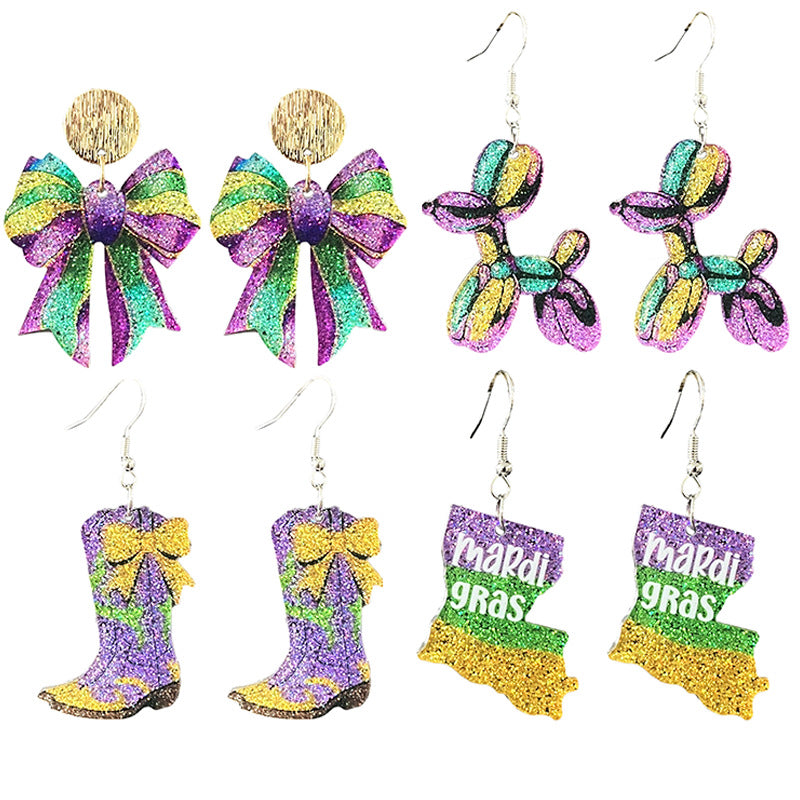 Supply Women's Accessories: Carnival Sparkling Parade Earrings - Boots - Map