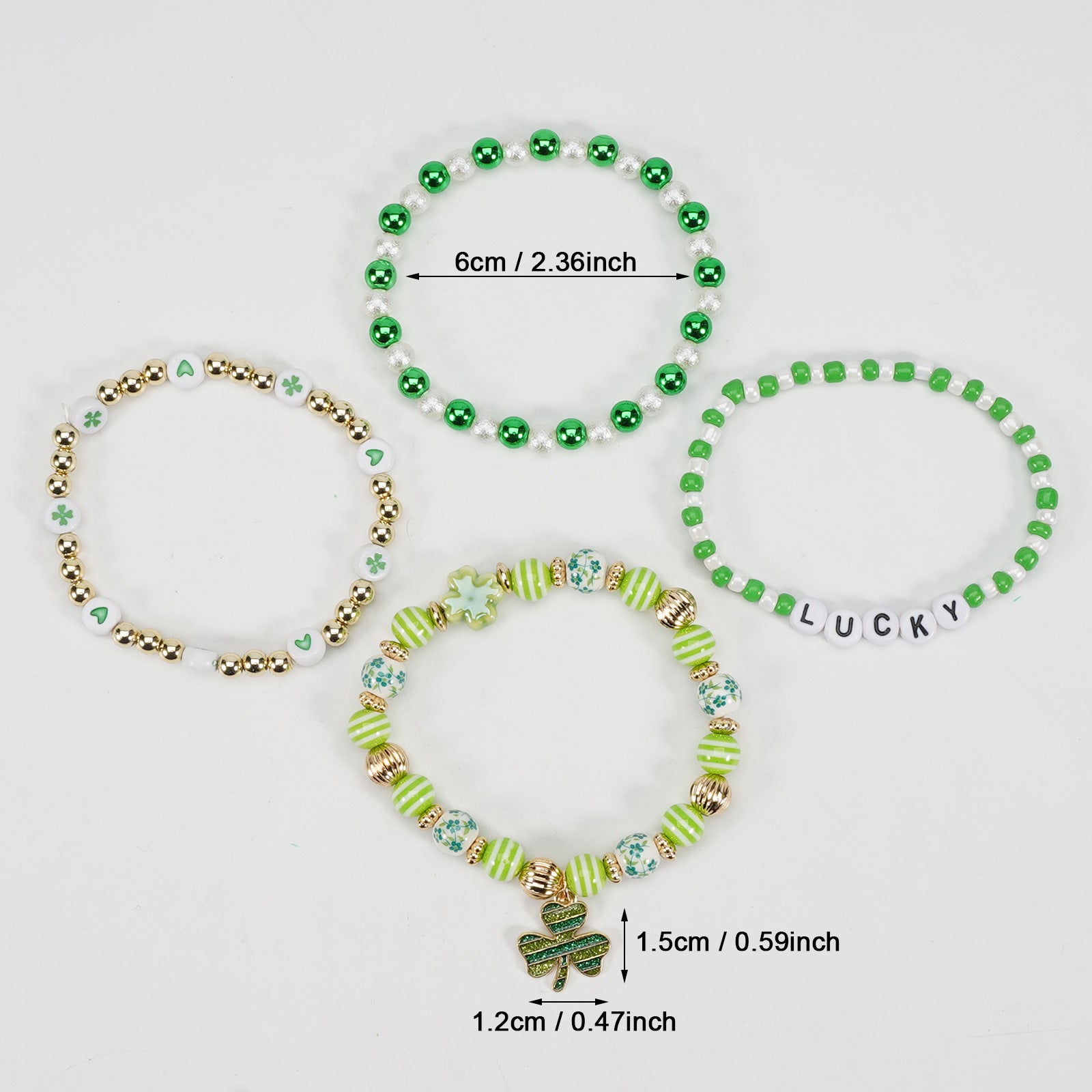 St. Patrick's Day Bracelet Irish Festival Green Lucky Clover Pendant Soft - product image 4