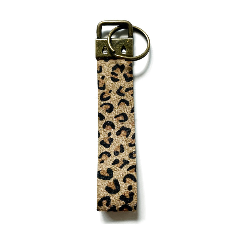 Boho Vintage Horse Cross Leather Keychain