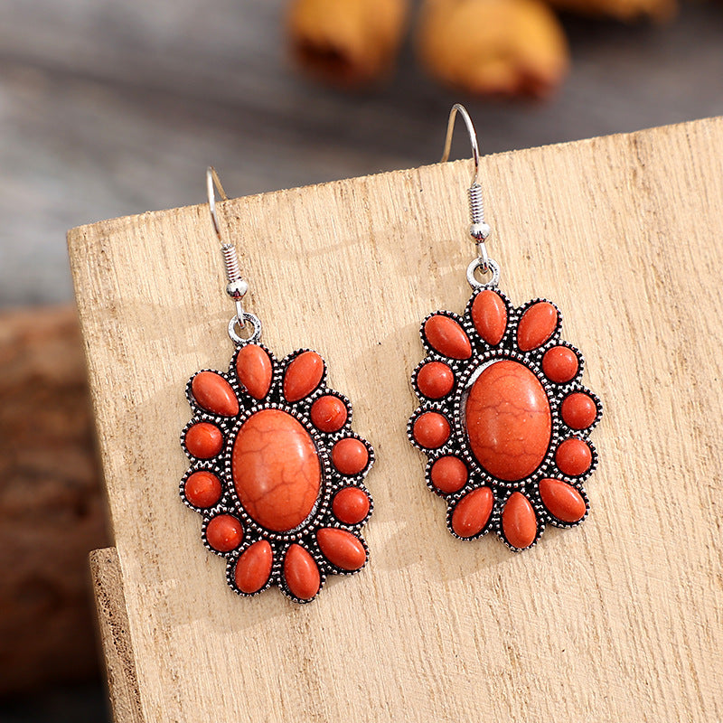 Western Turquoise Vintage Statement Cross Earrings - product image 6