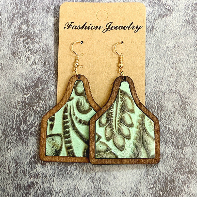 Western Vintage Cactus Leather Earrings - product image 2