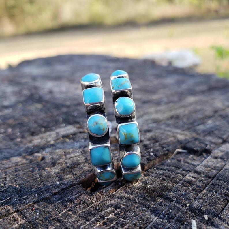Turquoise Boho Vintage Statement Cross Earrings - product image 2
