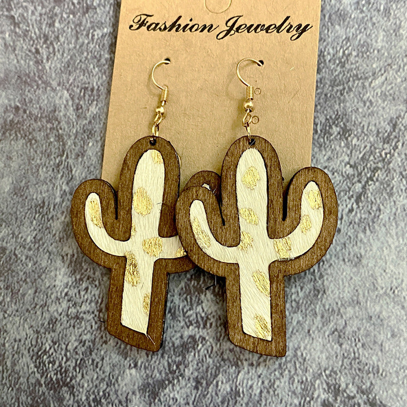Western Horse Cactus Cross Leather Earrings - product image 7