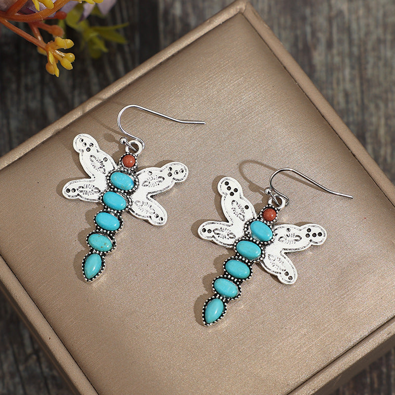Turquoise Boho Vintage Cross Earrings - product image 3