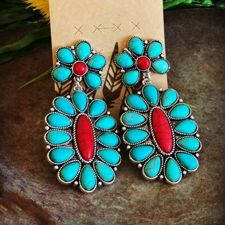 Turquoise Statement Cross Earrings - product image 5