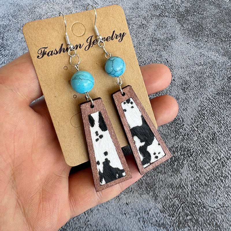 Turquoise Vintage Cross Leather Earrings - product image 3