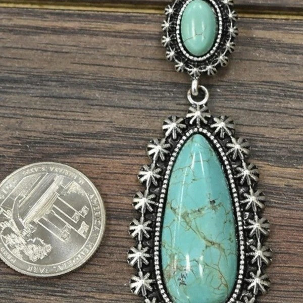Turquoise Statement Cross Earrings - product image 2