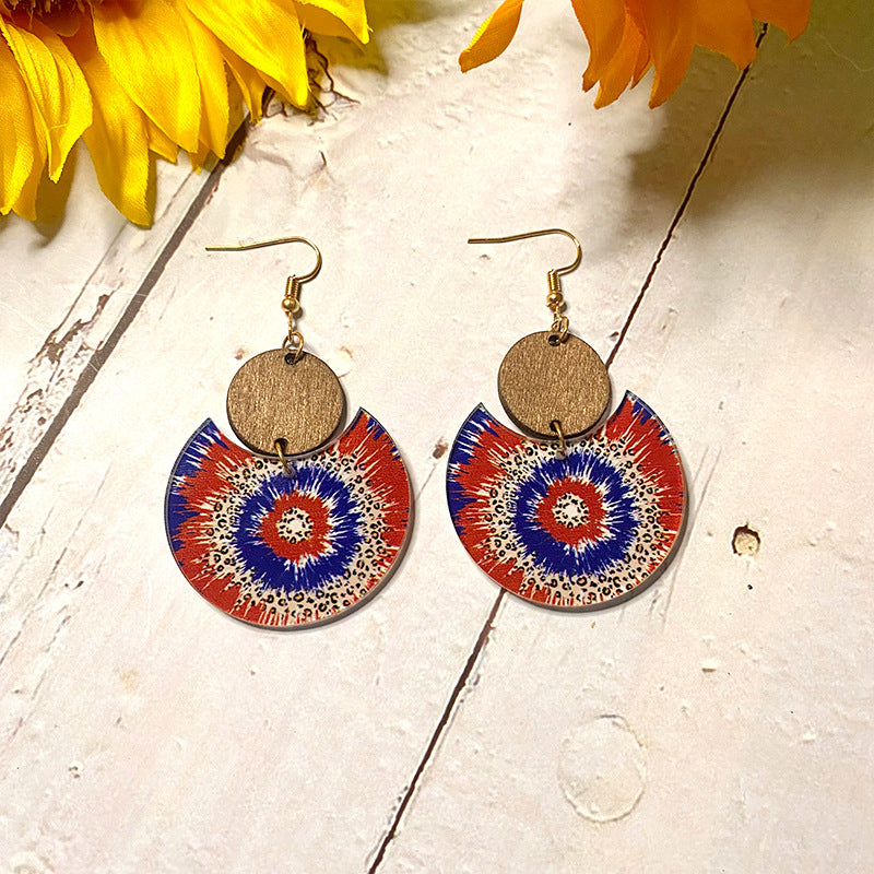 Cross Flag Wood Acrylic Earrings - product image 6
