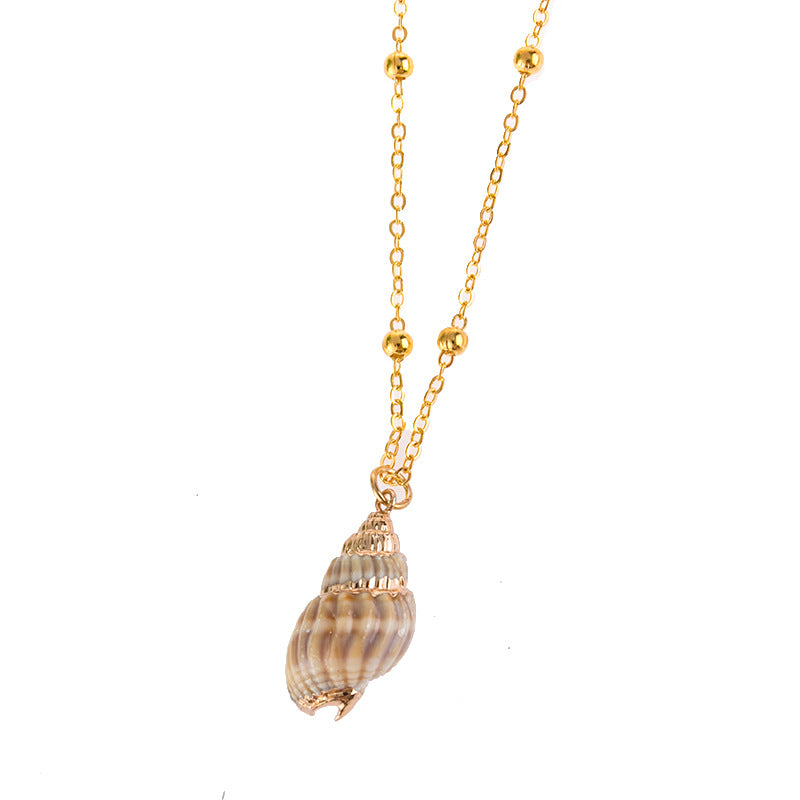 2019aliexpress : Ocean‑style Necklace with Gold‑trimmed Seashells and Conch - product image 10