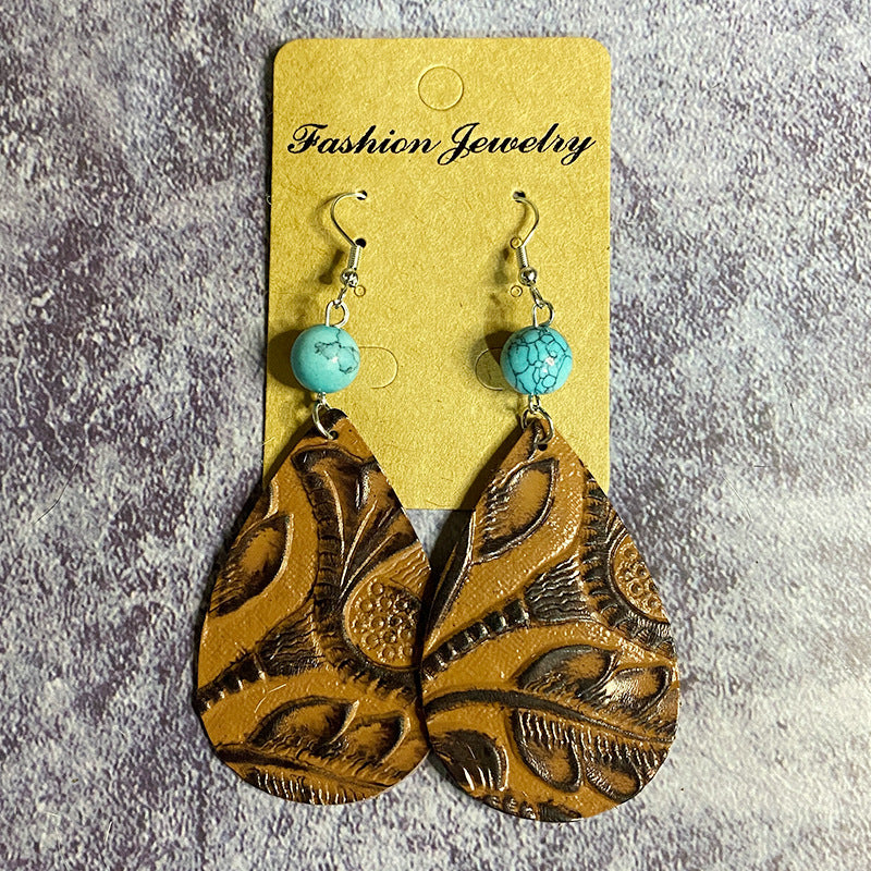 Western Turquoise Vintage Horse Cross Earrings - product image 7
