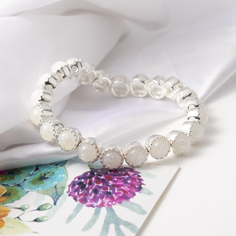 2018new Roman Opal Bracelet Women's Opal Inlaid Silver Bracelet for Women