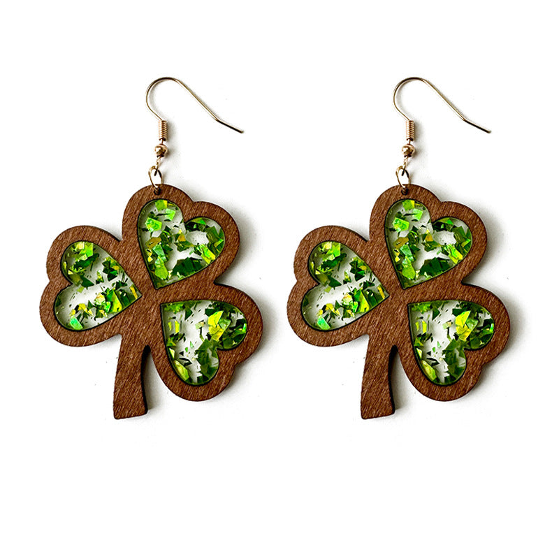 Cross Wood Acrylic Earrings