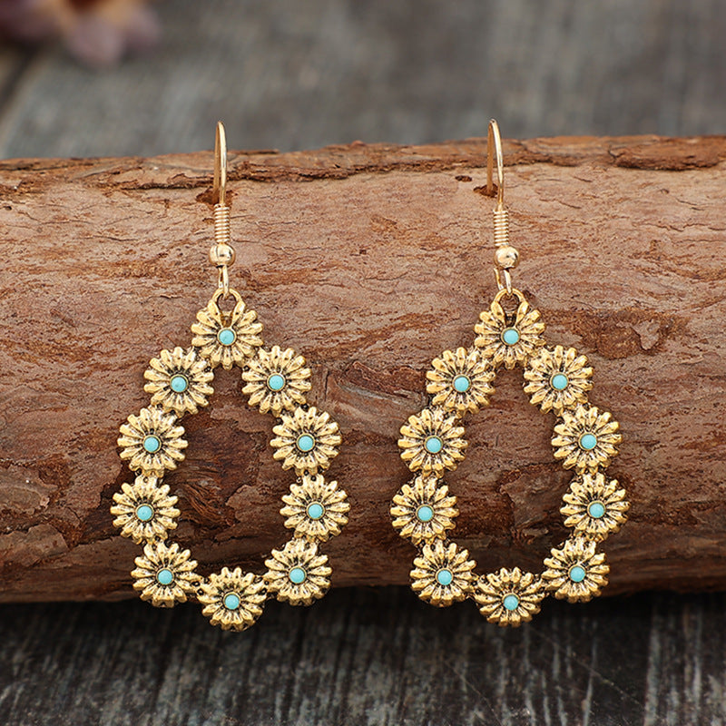 Turquoise Floral Cross Earrings for Women - product image 4