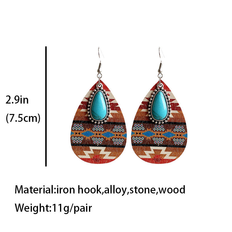 Western Turquoise Boho Vintage Cross Earrings for Women