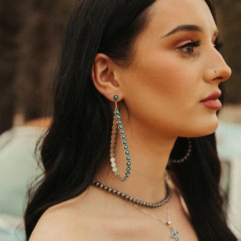 Turquoise Statement Cross Earrings - product image 6