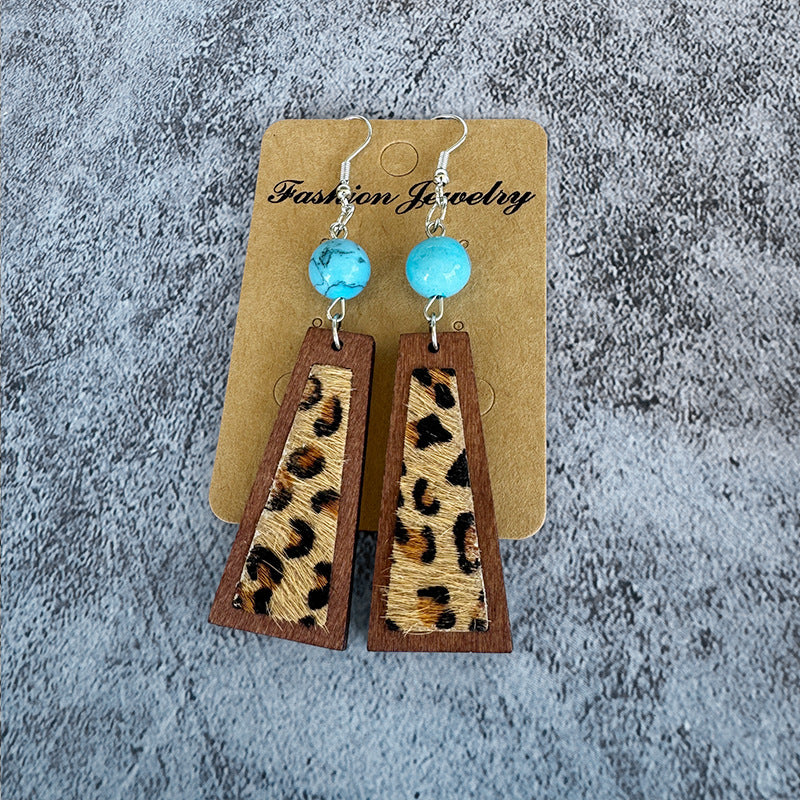 Turquoise Vintage Cross Leather Earrings - product image 9