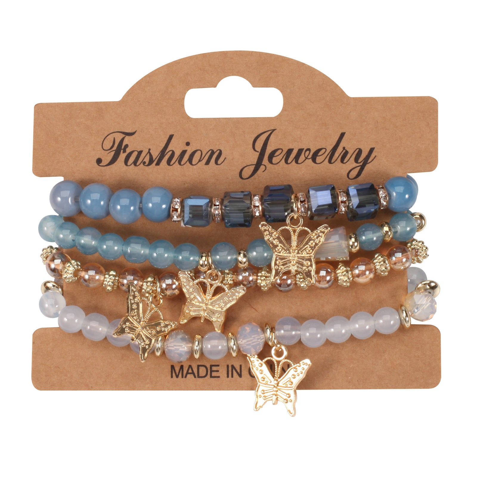 Boho Butterfly Beaded Crystal Jewelry Set