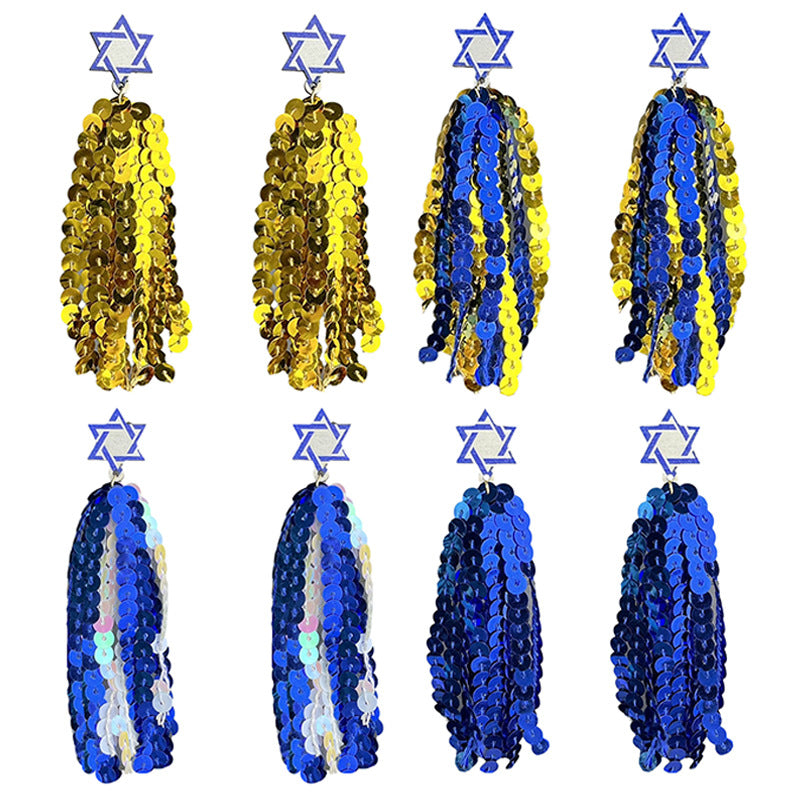 Supplies Hanukkah Accessories - Women's Earrings - Shiny Celebration Tassel - product image 1