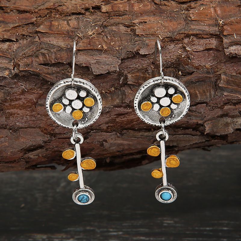 Turquoise Vintage Geometric Cross Earrings - product image 1