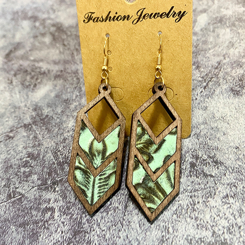 Western Geometric Cross Leather Earrings - product image 3