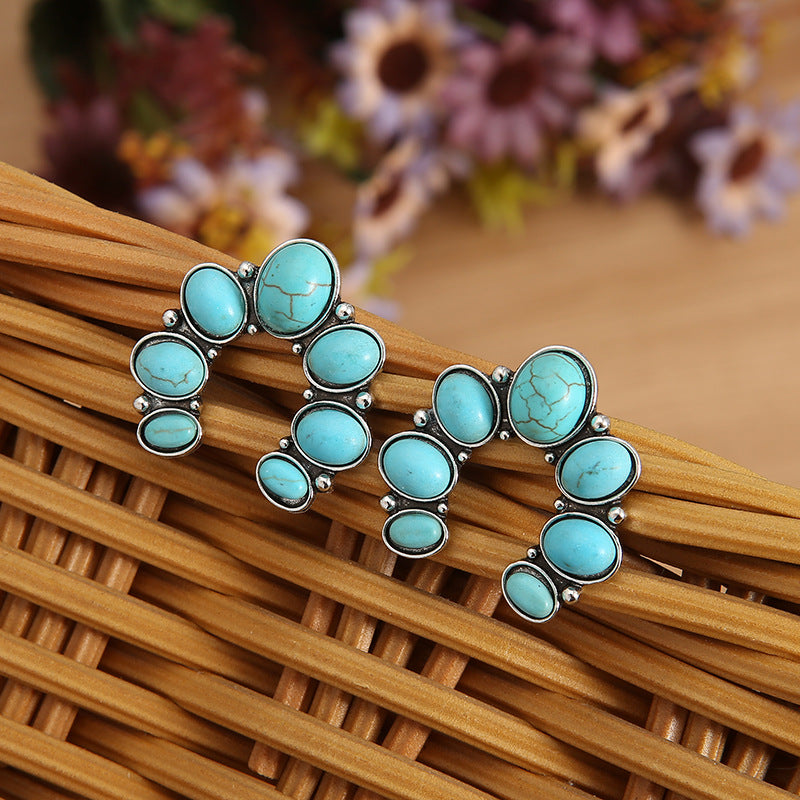 Western Turquoise Vintage Cross Earrings