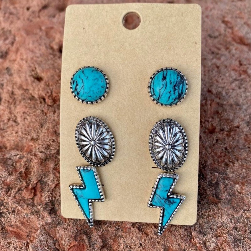 Turquoise Boho Floral Cross Jewelry Set - product image 1