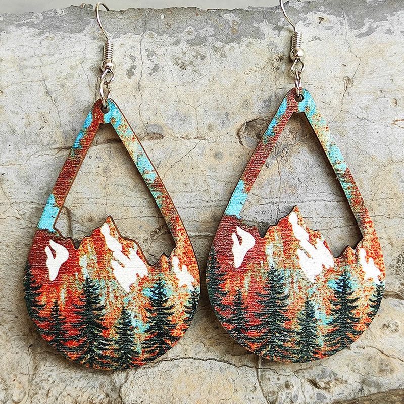 Boho Vintage Wood Earrings