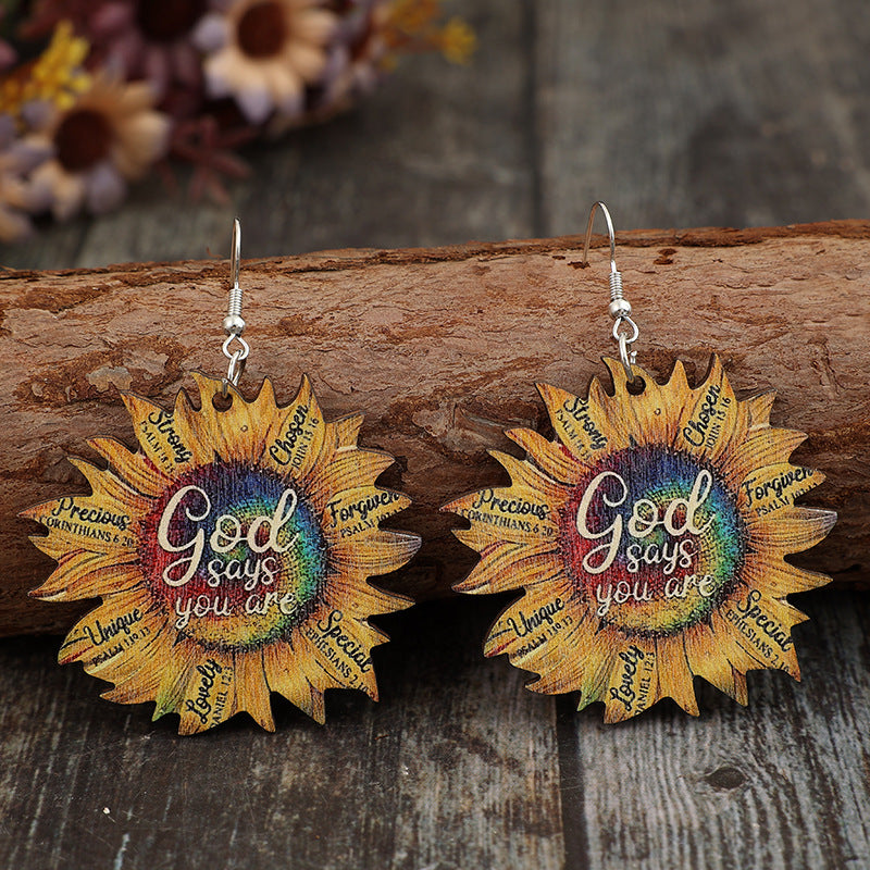 Floral Cross Wood Earrings - product image 2