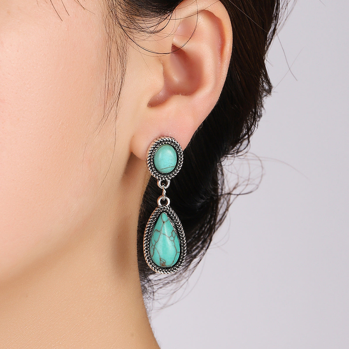 Turquoise Statement Cross Earrings