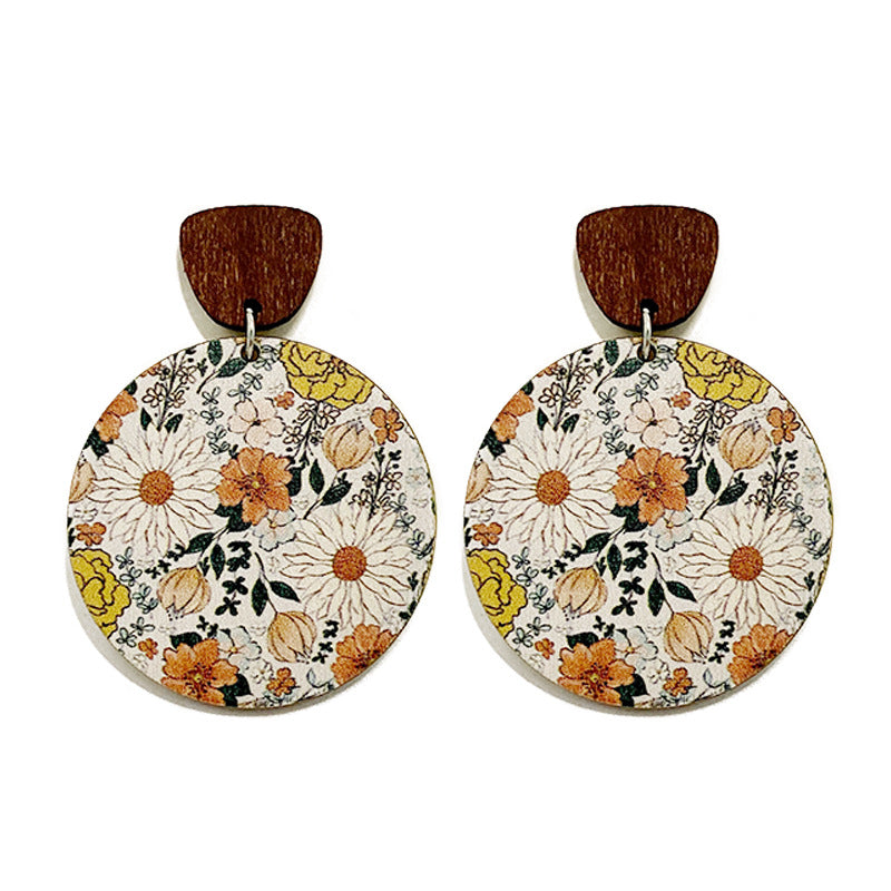 Western Boho Floral Cross Wood Earrings - product image 5