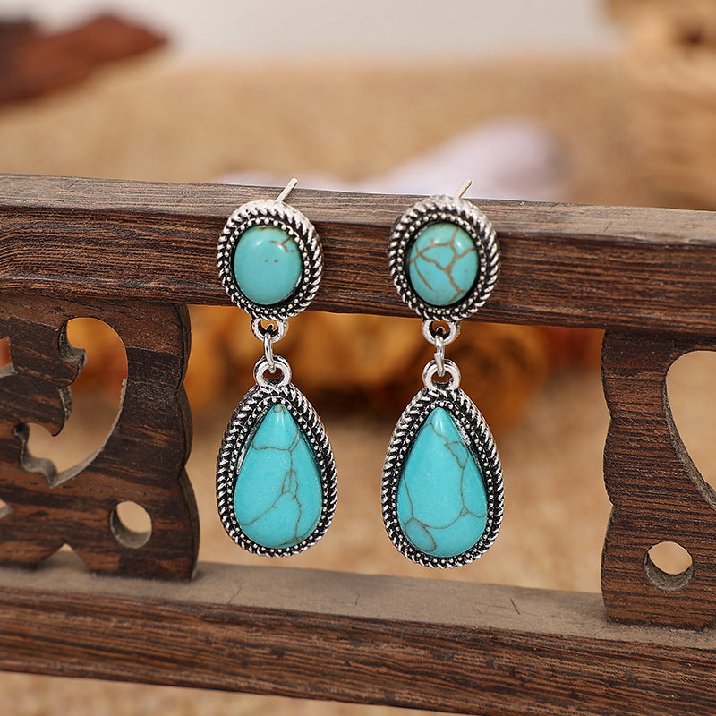 Turquoise Statement Cross Earrings