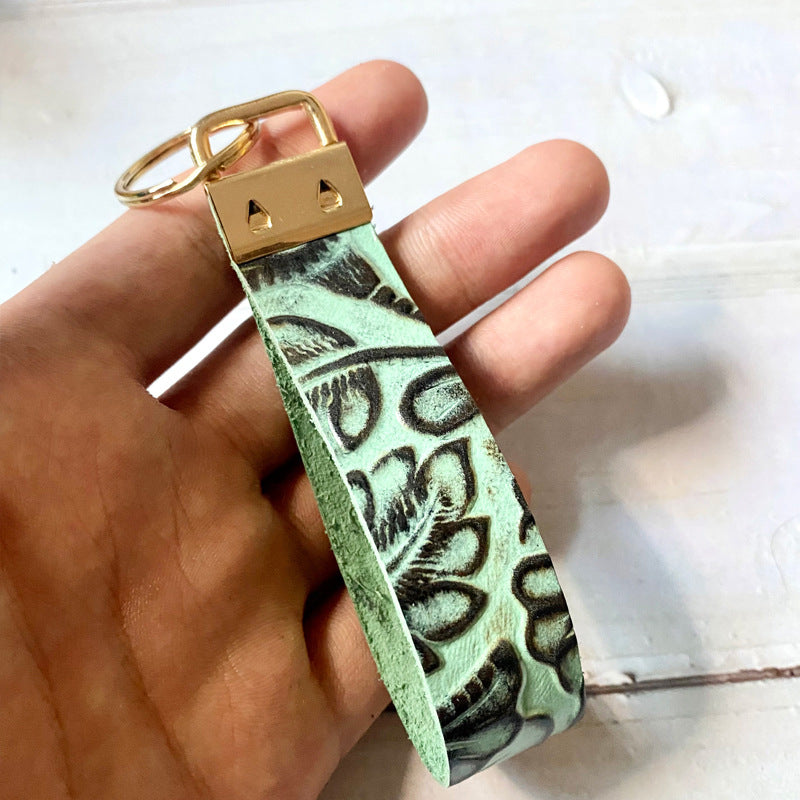 Western Vintage Cross Leather Keychain - product image 8