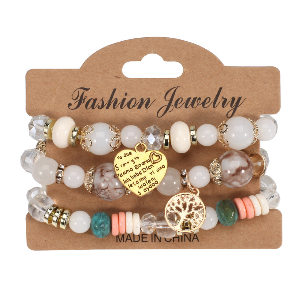 Boho Heart Cross Beaded Necklace