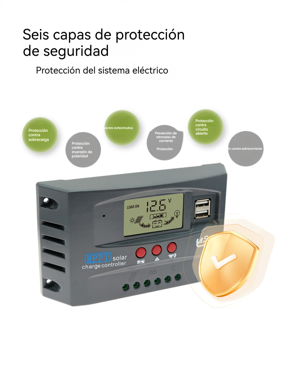 Controlador de Carga Solar MPPT 100A 12V 24V Pantalla LCD 30-100A Regulador Inteligente para Baterías Máx. 46V Entrada Doble USB Para Plomo-Ácido/Litio, Cargador Automático Solares y Paneles