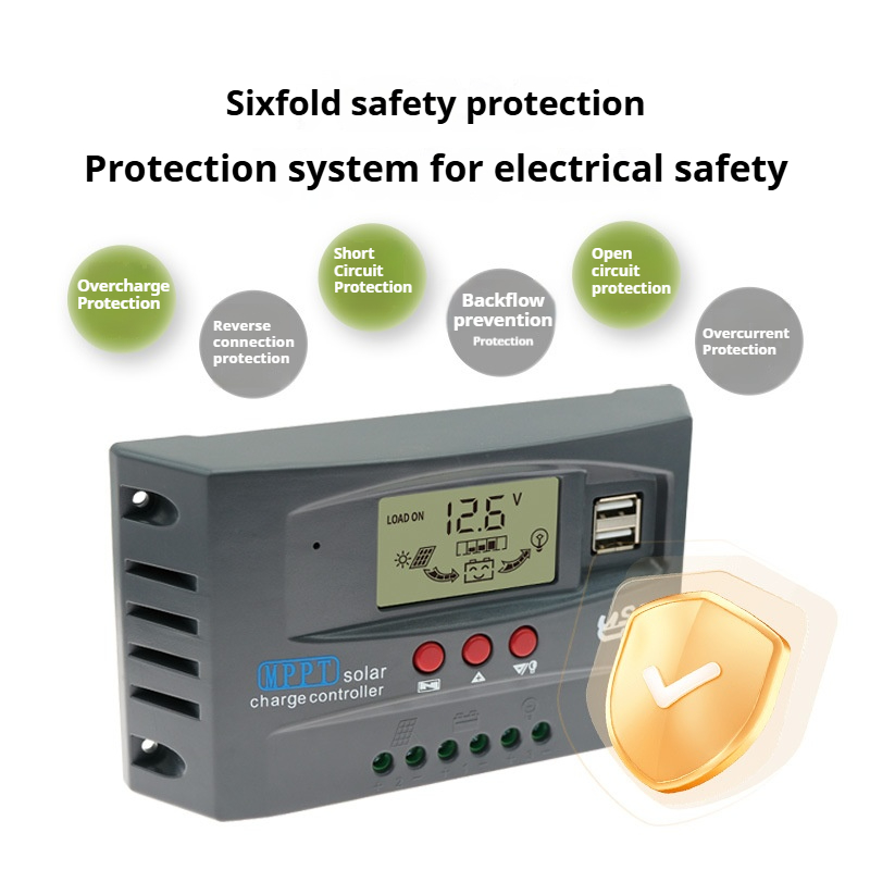 100A MPPT Solar Charge Controller 12V 24V LCD Display 30-100A Battery Intelligent Regulator Max 46V Input Dual USB For Lead-Acid/Lithium, Auto Solar Charger for Solar Panels and Batteries