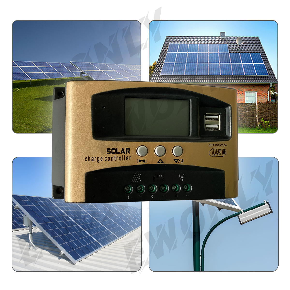 MPPT Solar Charge Controller 100A, Upgraded Solar Panel 12V 24V Dual USB Intelligent Regulator 30-100A Adjustable Parameter LCD Display and Timer Setting, Multi-Function Protection
