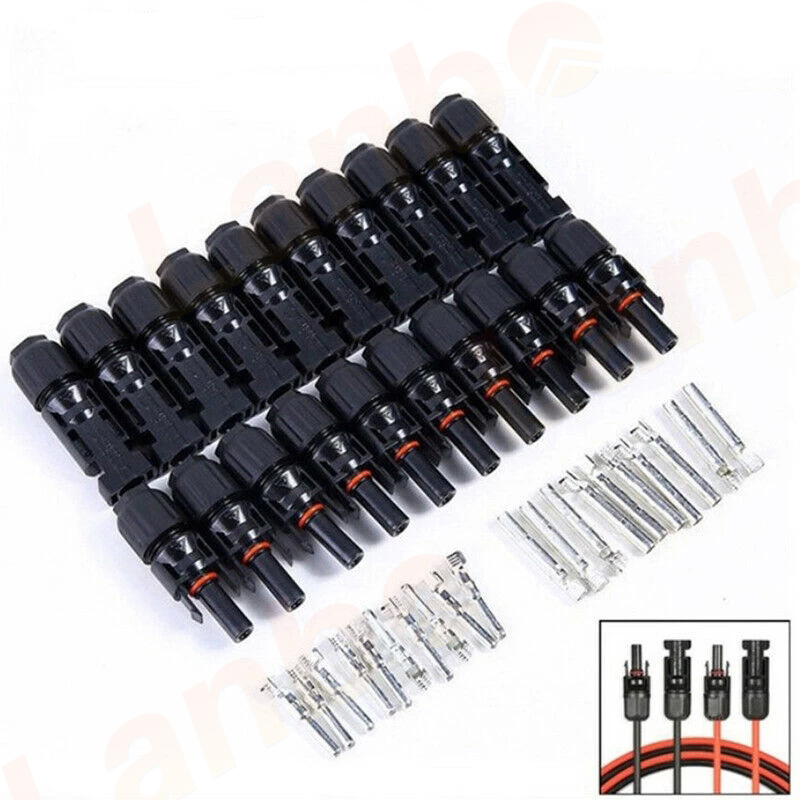 Ewonly MC4 Connector หัว mc4โซล่าเซลล์ 10คู่ สายไฟโซล่าเซล หัวต่อแผงโซล่าเซลล์ มาตรฐาน TUV และ IP67 30A Male Female Wire