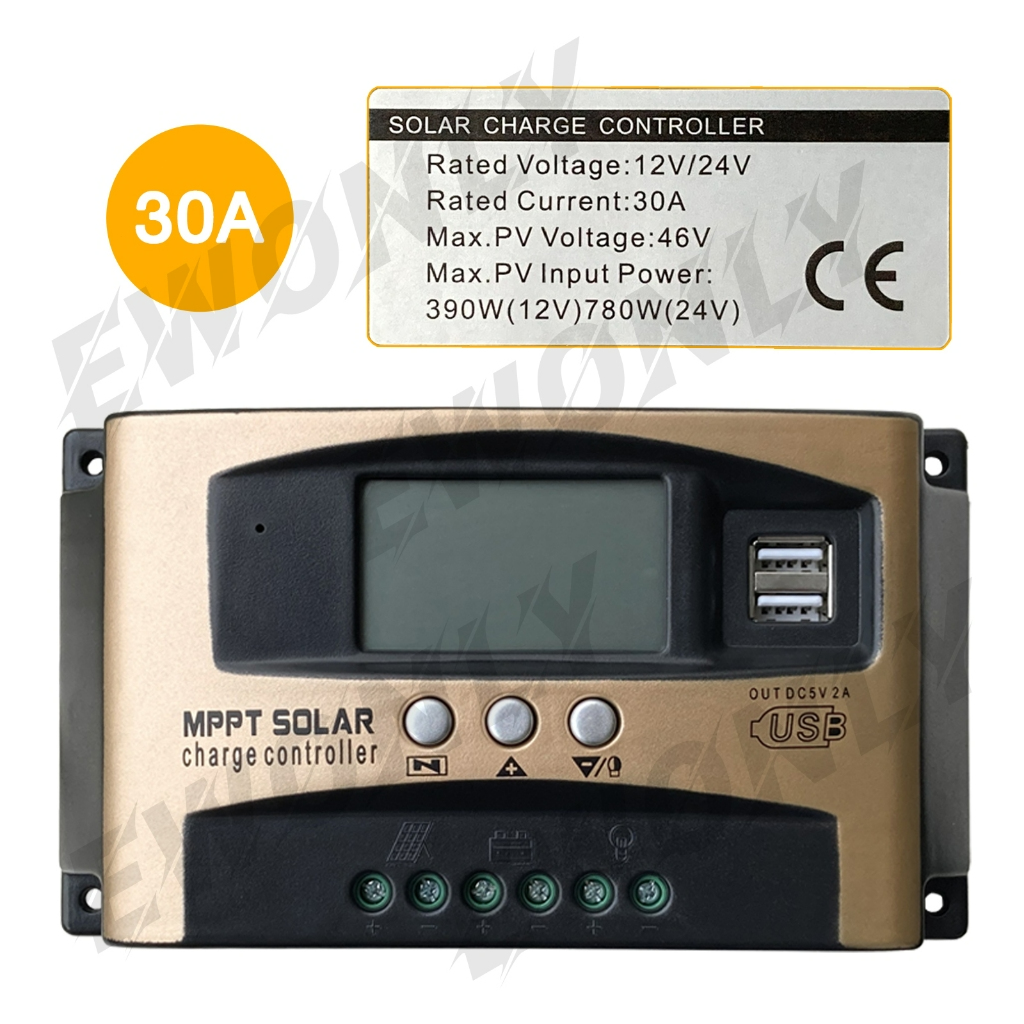 Ewonly mppt solar charger controlle 30/60แอมป์/100A ชาร์จเจอร์ 12v24v ชาจเจอร์โซล่า โซล่าชาร์จเจอร์ โซล่าเซลล์ ชาจ