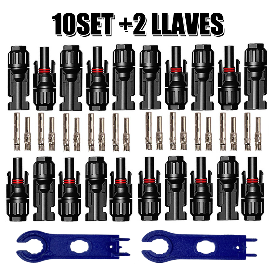 10 Pares, Conector Solar MC4 Macho Hembra para Paneles Solares, Conectores de Cable Solar de 2.5/4/6 Mm2, Sistema Solar, Conector Fotovoltaico para Paneles Solares