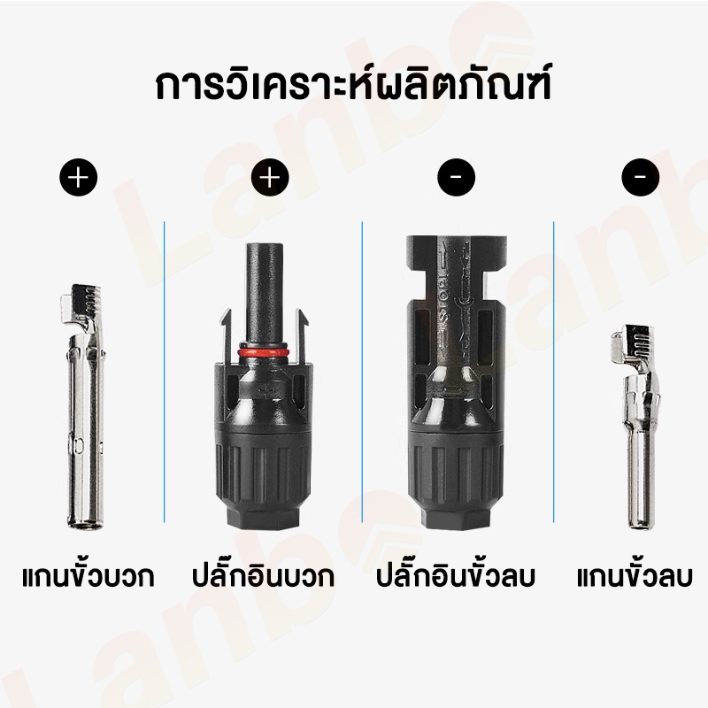 Ewonly MC4 Connector หัว mc4โซล่าเซลล์ 10คู่ สายไฟโซล่าเซล หัวต่อแผงโซล่าเซลล์ มาตรฐาน TUV และ IP67 30A Male Female Wire