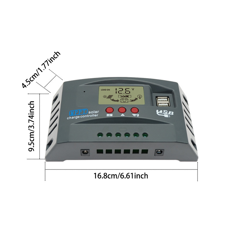 100A MPPT Solar Charge Controller 12V 24V LCD Display 30-100A Battery Intelligent Regulator Max 46V Input Dual USB For Lead-Acid/Lithium, Auto Solar Charger for Solar Panels and Batteries