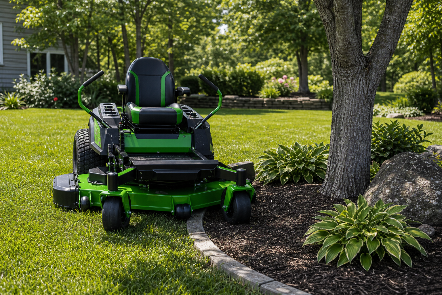 EGO POWER+ Z6 52-Inch Battery Zero-Turn Mower zero-turn maneuvering around trees